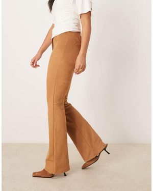 Abercrombie & Fitch Vegan Suede Blaire Boot Trousers - Natural