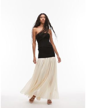 HEIRESS BEVERLY HILLS Bandeau Drop Waist Chiffon Maxi Dress - Natural