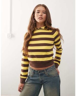 Collusion Sudadera A Rayas Negras Y Amarillas Con Capucha De -Amarillo