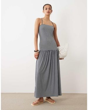 ASOS Vestido Semilargo A Con Cintura Baja - Gris