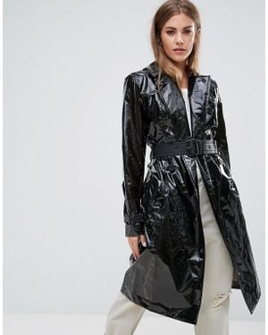 HUNTER Super Shiny Pu Trench Coat - Black