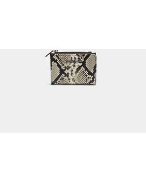 Stradivarius Snakeskin Print Card Holder Purse - White
