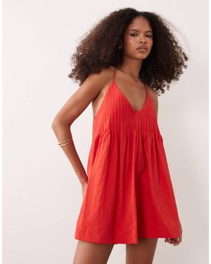 ASOS Cami Playsuit With Pintucks - Red