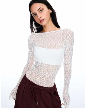 Bershka Body à manches longues - Blanc