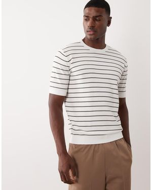 Mango Fine Knit Striped T-Shirt - Natural