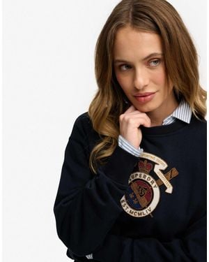 Superdry – crest – locker geschnittenes sweatshirt - Blau