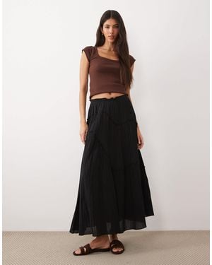Iisla & Bird Maxi Ruffle Beach Skirt - Black