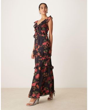 ANAYA Floral Strappy Maxi Dress - Natural