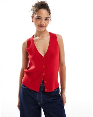 Vero Moda Knitted Waistcoat - Red