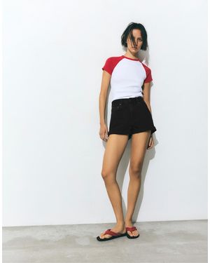 Pull&Bear – mom-jeansshorts - Schwarz