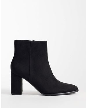 New Look Faux Suede Heeled Boot - Black