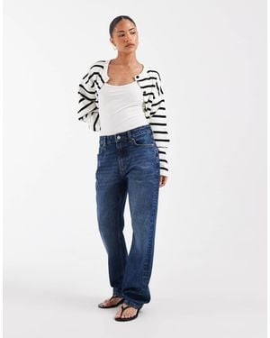 ASOS Asos Design Petite 90S Straight Leg Jeans - Blue