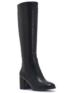 SEQWL Knee High Boots With Zip Fastening Comfortable Casual Shoes - Black