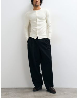ASOS Tailored Pleated Wide Barrel Leg Pants - White