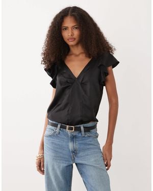 Mango Teen V Neck Sleeveless Blouse - Blue