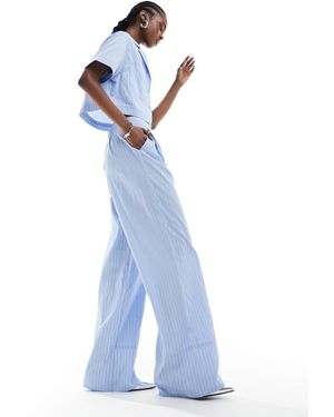 Extro & Vert Pantalon ample d'ensemble à rayures - Bleu