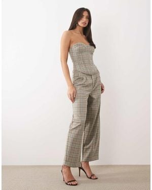 ASOS Herringbone Barrel Leg Trousers - Natural
