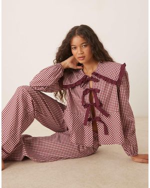 Glamorous – kariertes pyjama-set - Braun