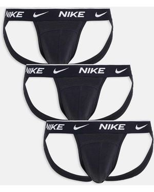 Nike – e jockstraps aus baumwollstretch im 3er-pack - Schwarz
