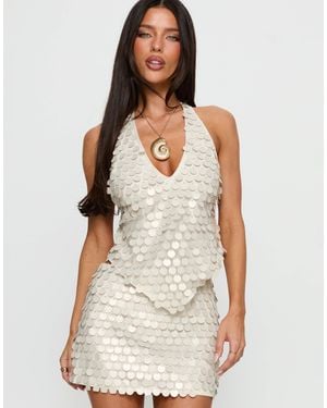 Princess Polly Brittanie Disc Sequin Scarf Hem Top - White