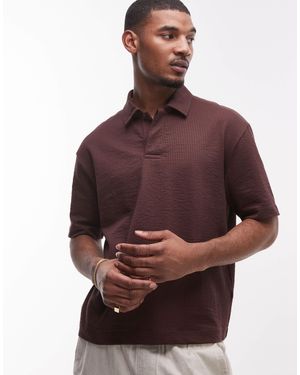 TOPMAN – kastiges oversize-polohemd aus seersucker - Rot