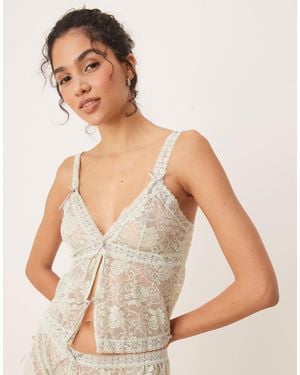ASOS Harlow Ribbon Slot Cami - Natural
