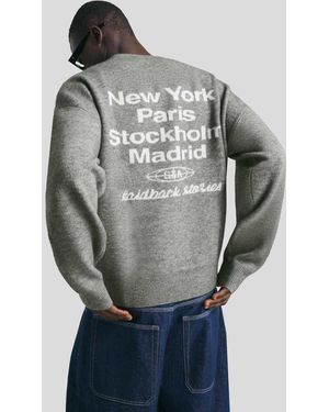 Bershka Embroidered Jacquard Jumper - Grey