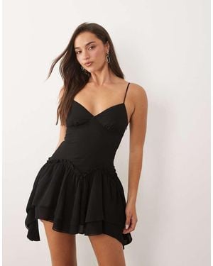 Missy Empire Cami Ruffle Tiered Hem Mini Dress - Black