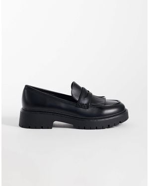 London Rebel Palmer Tassel Chunky Loafers - Black