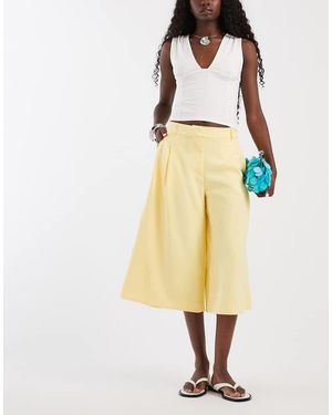 ASOS Pantalones Culotte De Sastre De Talle Alto En - Amarillo