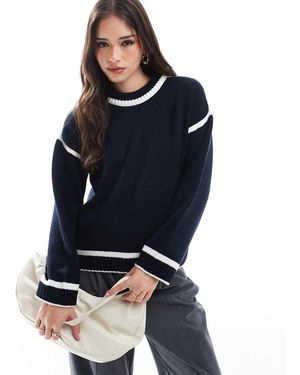 ASOS Maglione Lavorato Color Blu Con Cuciture A Contrasto Color Crema