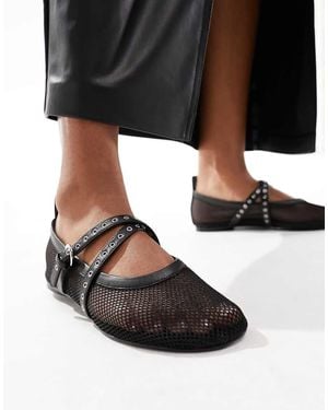 & Other Stories Mesh Ballerina Court Shoes - Black