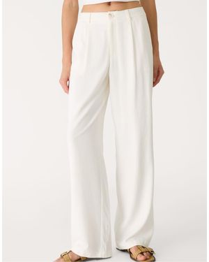 Stradivarius Straight Fit Trousers With Linen - White