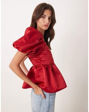 Nobody's Child Nova Puff Sleeve Top - Red