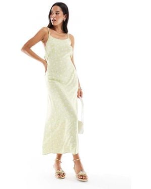 Miss Selfridge Vestito Sottoveste Lungo A Fiorellini Con Spalline Sottili E Scollo Rotondo - Metallizzato