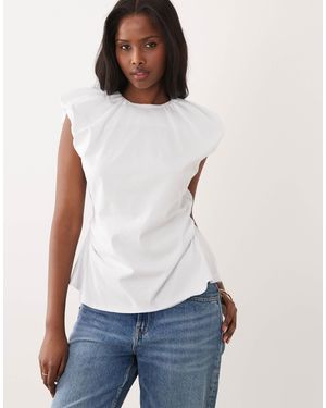 ASOS Cap Sleeve Ruched Open Back Top - White