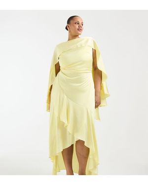 Tfnc Plus Bridesmaids Cape Detail Satin Bodice Maxi Dress - Yellow