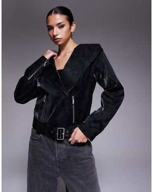 I.AM.GIA Chaqueta Ultrabrillante De Estilo Motero Con Capucha Extragrande De Tejido Efecto Cuero Andromeda De - Azul