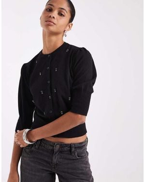 ASOS Cardigan Corto Con Maniche A Palloncino - Nero