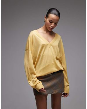 & Other Stories Oversized V Neck Merino Jumper - Metallic