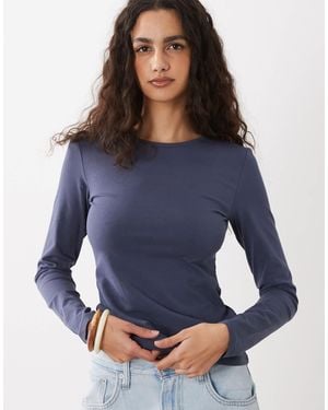 Cotton On Longline Crew Long Sleeve Top - Blue