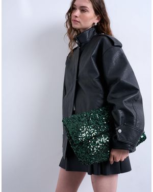 TOPSHOP Georgia Folded Clutch Bag - Green