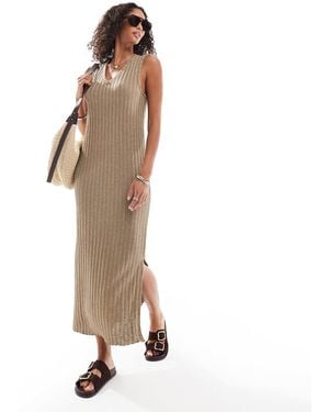 Pieces Sleeveless V Neck Midi Dress - White