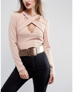 ASOS Rose Gold Wide Buckle Waist Belt - Metallic