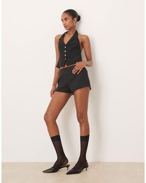 Motel Nivra Low Rise Micro Mini Shorts - Natural