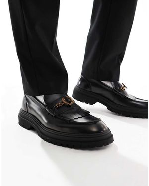 Fred Perry Chain Leather Loafers - Black