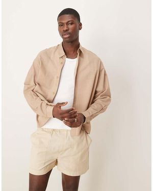 ASOS Camicia Oversize Squadrata Effetto Lino - Neutro