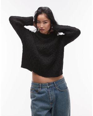 TOPSHOP Knitted Lofty Cable Relaxed Jumper - Black