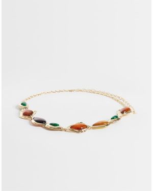 ASOS Cinturón De Cadena Con Piedras De Resina Para Cintura Y Cadera En - Metálico