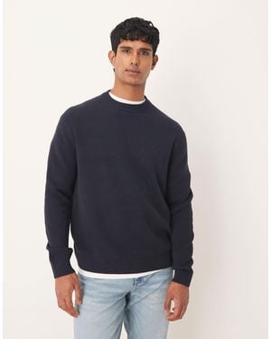 SELECTED 100% Cotton Boxy Knitted Sweater - Blue